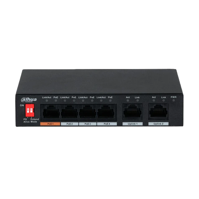 Switch PoE Fast Ethernet 6 puertos no administrable Dahua