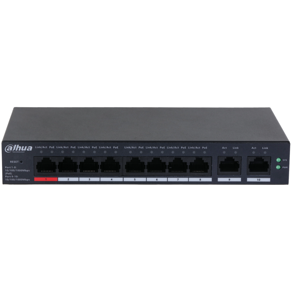 Switch 8 Puertos PoE Giga Admin Cloud Dahua