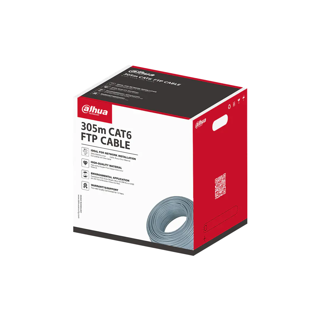 Cable FTP CAT 6 Dahua 305m 100% Cobre Gris