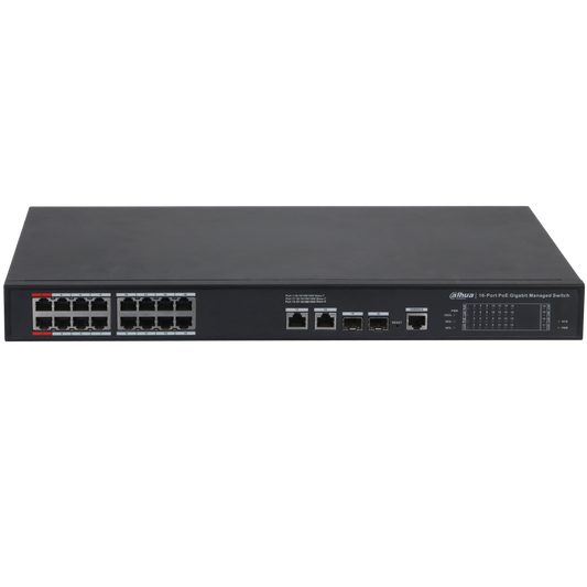 SWITCH 16 PUERTOS POE GIGABIT ETHERNET 2 PUERTOS DAHUA